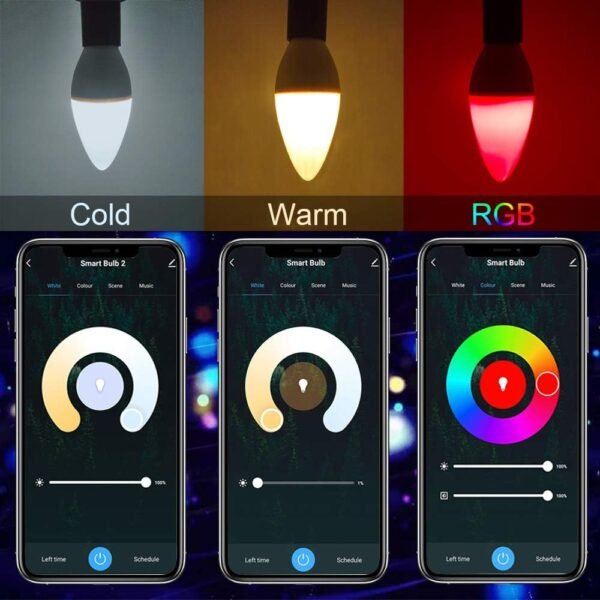 DOGAIN Smart Light Bulbs E12 Base LED Color Light Bulb WiFi-Bluetooth Candelabra Light Bulbs Compatible with Alexa Google Home, APP Color Changing Dimmable, 360 lm 35w Equivalent (2.4 Ghz only) 3 Pack - Image 4