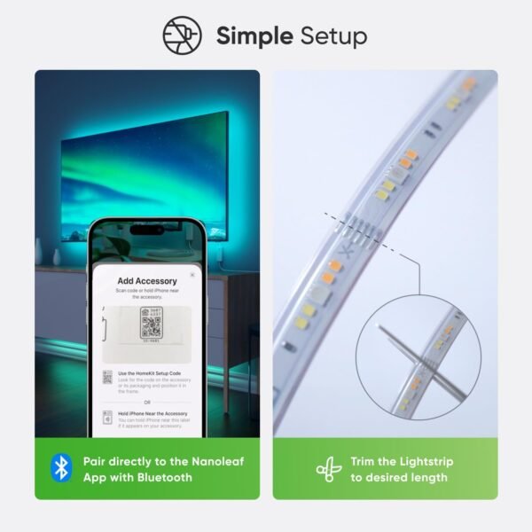 Nanoleaf Essentials Matter Bluetooth & Thread Smart LED A19 Lightbulb (2PK) and Lightstrip 80" Smarter Kit (2m) - RGB & Whites, Controller, App & Voice Control (Works with Apple Home, Google Home) - Image 5