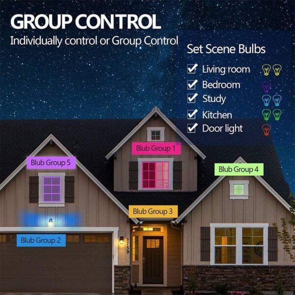 Matter E27 Smart Bulb Works with Apple Homekit, Alexa, Google Home, RGBCW, Dimmable Voice Control, 9W - Image 7