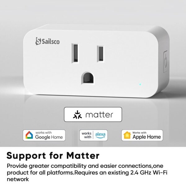 Matter Smart Plug,Work with Apple Home/Alexa/Google Home,WiFi Smart Outlet 15A/1800W Max,Smart Home Automation with Remote Control,Timer&Schedule,FCC/ETL Certified,2.4G Wi-Fi Only,3 Pack - Image 2
