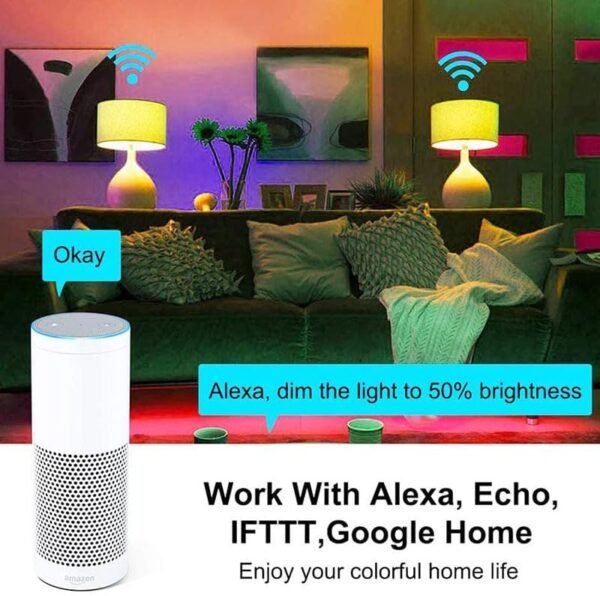Matter E27 Smart Bulb Works with Apple Homekit, Alexa, Google Home, RGBCW, Dimmable Voice Control, 9W - Image 6