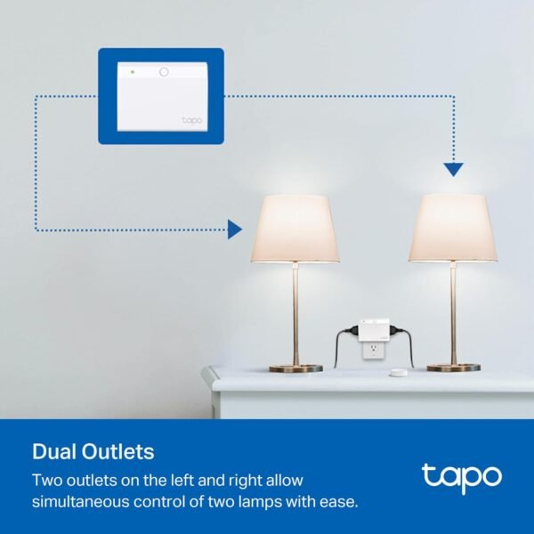 TP-Link Tapo Smart Dimmer Plug KIT, Matter Compatible, Wireless Dimmer Button, Dual Outlets, Max Power 300W, Works w/Apple Home, Alexa & Google Home, ETL Certified, 2.4G Wi-Fi, White (Tapo P135 KIT) - Image 9