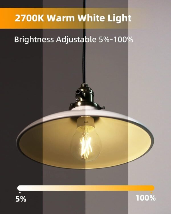 YEELIGHT Smart LED Edison Bulb, Edison Light Bulb, E26 Dimmable Filament Light Bulbs, LED Smart Vintage Edison Bulb, Compatible with HomeKit, Alexa & Google Home, Smartthing, Amber Warm 2700K, 700lm - Image 2