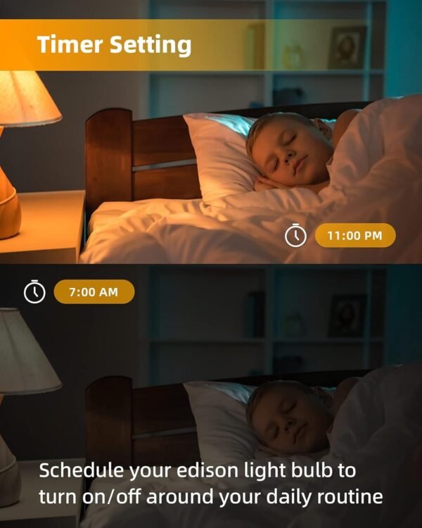YEELIGHT Smart LED Edison Bulb, Edison Light Bulb, E26 Dimmable Filament Light Bulbs, LED Smart Vintage Edison Bulb, Compatible with HomeKit, Alexa & Google Home, Smartthing, Amber Warm 2700K, 700lm - Image 4