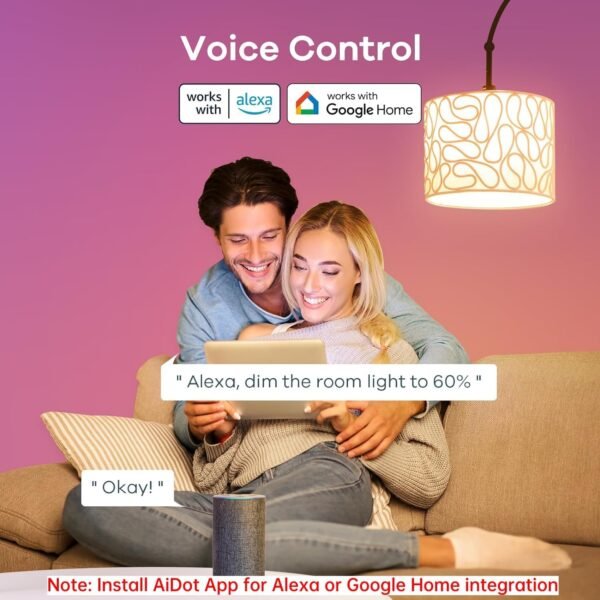 Linkind Color Changing Smart WiFi Light Bulbs, Compatible with Alexa & Google Home Bundle with Linkind Matter Smart Plug, Work with Apple Home, Siri, Alexa, Google Home, SmartThings - Image 4
