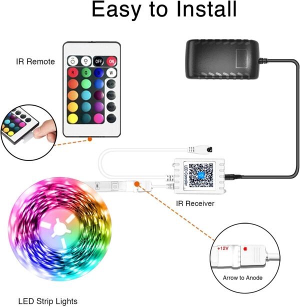 dalattin Led Lights for Bedroom 32.8ft Dalattin 1 Roll Smart RGB Led Strip Lights Sync to Music Color Changing Dorm Lights 5050 with App Control Remote for Room Kitchen Party - Image 4