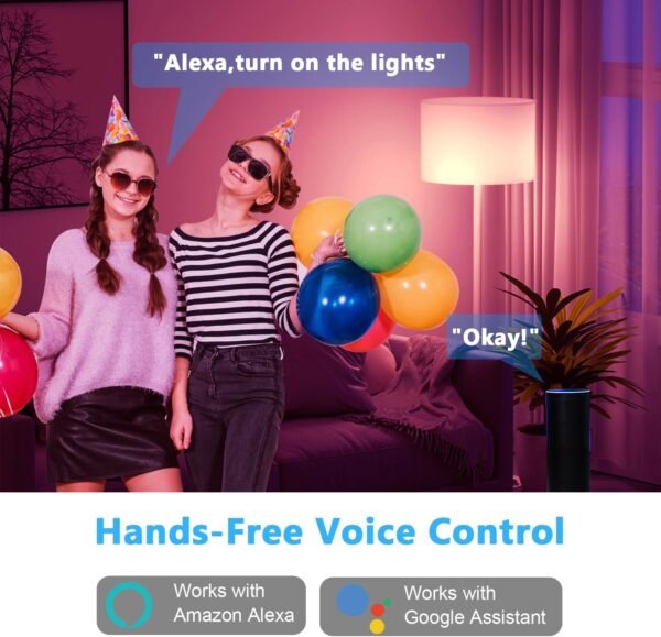 dalattin Smart A19 Led Light Bulb with WiFi & Bluetooth, RGBC W Color Changing Light Bulb, Compatible with Alexa & Google Assistant No Hub Required, E26 Led Bulb 60 Watt Equi, 800LM, 2.4GHz, 6 Pack - Image 4
