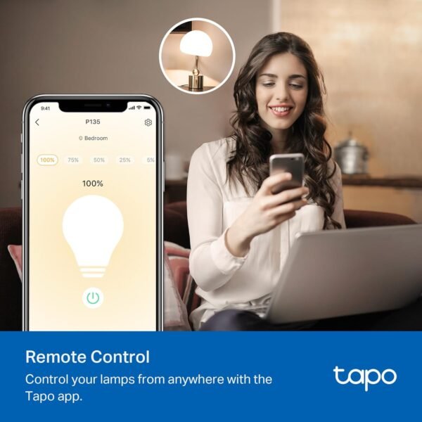 TP-Link Tapo Smart Dimmer Plug KIT, Matter Compatible, Wireless Dimmer Button, Dual Outlets, Max Power 300W, Works w/Apple Home, Alexa & Google Home, ETL Certified, 2.4G Wi-Fi, White (Tapo P135 KIT) - Image 8
