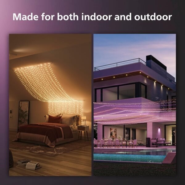 Philips Hue Indoor/Outdoor Holiday 130-Foot Festavia String Lights - 500 Mini Color Changing Smart LEDs - Weatherproof - Control with Hue App - Works with Alexa, Google Assistant and Apple HomeKit - Image 4