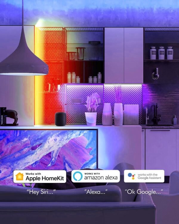 VOCOlinc Smart LED Light Strip 13.2ft RGB LED Lights for Bedroom Christmas Decorating Works with Apple HomeKit Apple HomeKit Google Assistant Voice Control No Hub Required - Image 2