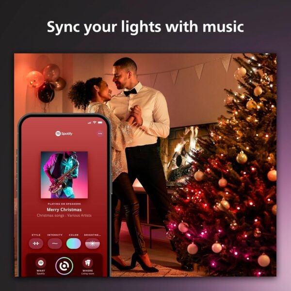 Philips Hue Indoor/Outdoor Holiday 130-Foot Festavia String Lights - 500 Mini Color Changing Smart LEDs - Weatherproof - Control with Hue App - Works with Alexa, Google Assistant and Apple HomeKit - Image 5