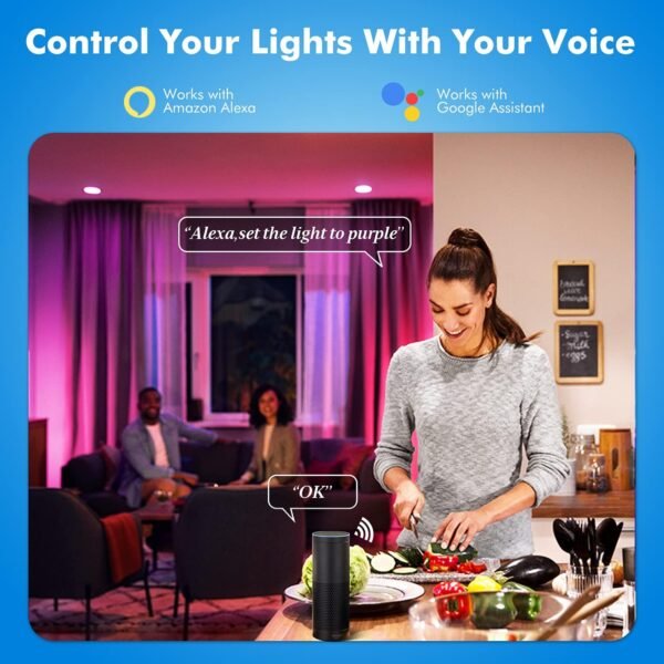 Smart WiFi MR16 Color Changing led Bulbs, Dimmable with App Control, 40° Beam Angle AC/DC12V GU5.3 Base, Compatible with Alexa and Google Home Assistant, No Hub Required 2 Pack - Image 2