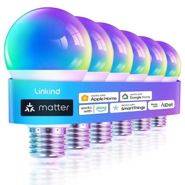 Linkind Matter Smart RGBTW Bulb, Color Changing Light Bulbs Music Sync, Bundle with Linkind Matter Smart Plug, Work with Apple Home, Siri, Alexa, Google Home, SmartThings - Image 2