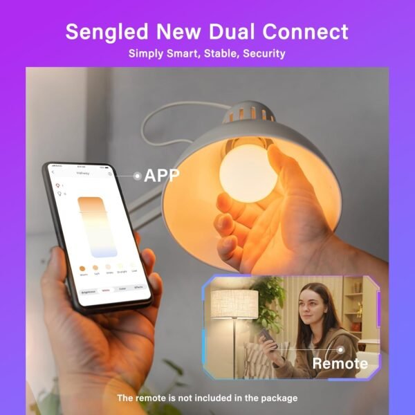 Sengled Dual Mode Smart Light Bulbs with Remote & App Control, LED Light Bulbs 2700K-6500K Dimmable, Remote Control Light Bulbs 60W Equiv, Group Control, Timing, Sunrise & Sunset (4P, No Remote) - Image 2