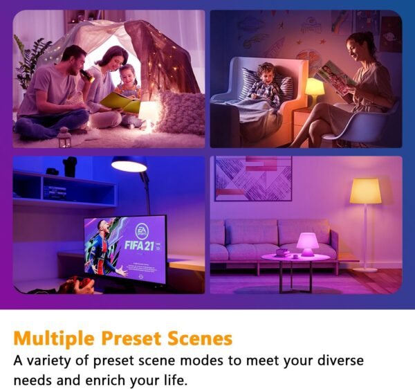 dalattin Smart A19 Led Light Bulb with WiFi & Bluetooth, RGBC W Color Changing Light Bulb, Compatible with Alexa & Google Assistant No Hub Required, E26 Led Bulb 60 Watt Equi, 800LM, 2.4GHz, 6 Pack - Image 8