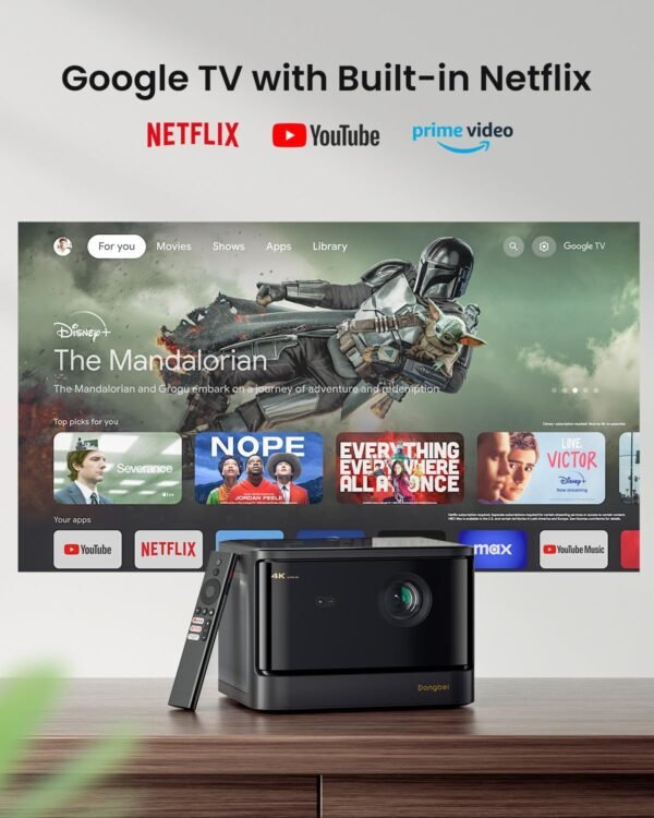 Dangbei DBOX02 Laser Projector 4K GTV, 2450 ISO Lumens, Netflix Officially Licensed Home Theater Projector with WiFi and Bluetooth, HDR10+, 200-inch Picture, 2x12W DTS:X and Dolby Audio - Image 4