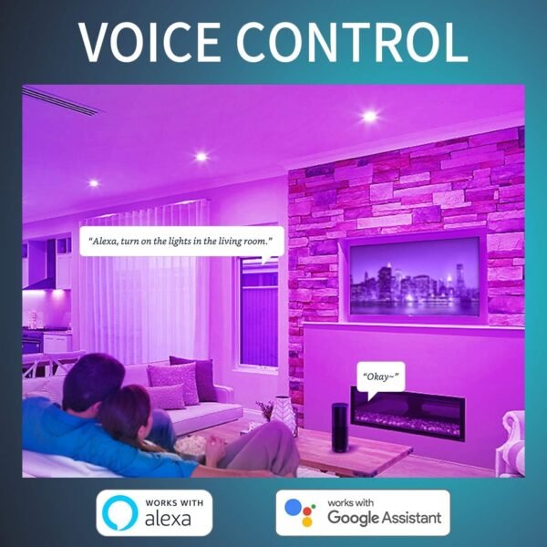 ANWIO Smart Light Bulb BR30 RGB Color Changing LED WiFi Dimmable Multicolor Light Bulbs E26 Base, Compatible with Alexa, Google Assistant, No Hub Required, 1300 Lumen 13W (100W Equivalent) 2 Pack - Image 4