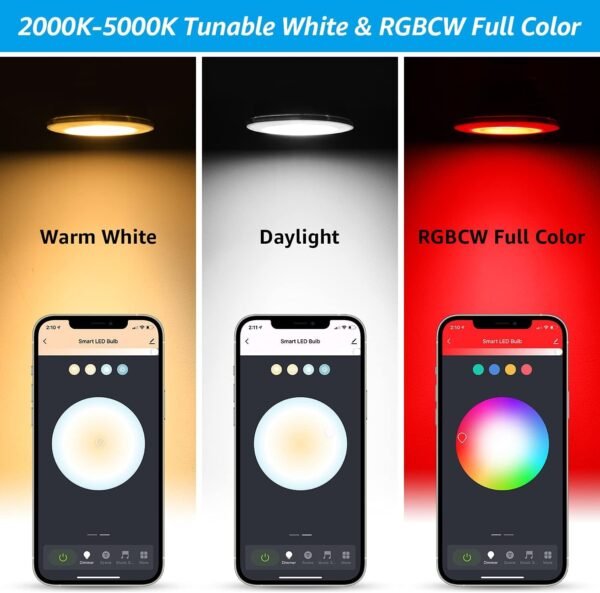 TORCHSTAR PAR30 WiFi Smart Spotlight Bulbs, RGB LED Color Changing, Google Assistant Amazon Alexa Compatible, 60W Equivalent, 2000K-5000K Tunable White CCT, E26 Base No Hub Required, Pack of 2 - Image 5