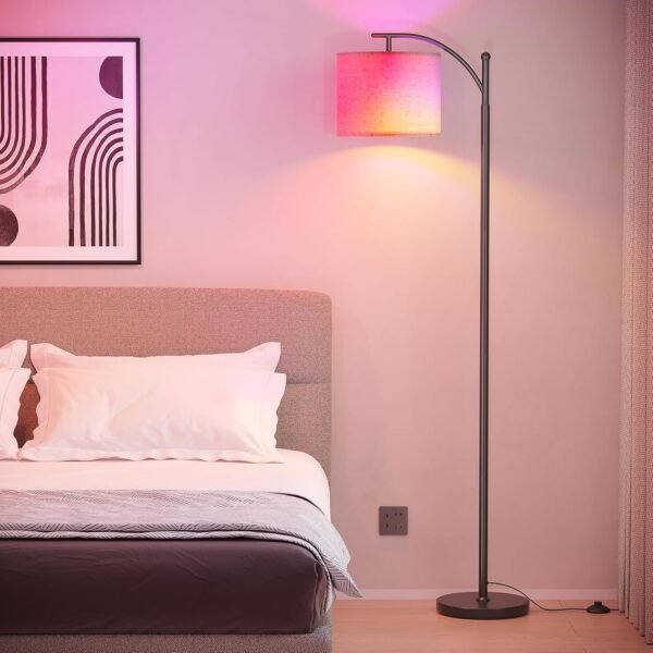 SUNMORY ARC Floor lamp, Smart APP Remote Control Standing Floor lamp with RGB Bulb, Tall Lamp with Hanging Lampshade, Dimmable Floor Lamp, Modern Floor Lamps for Living Room, Bedroom, Office - Image 6