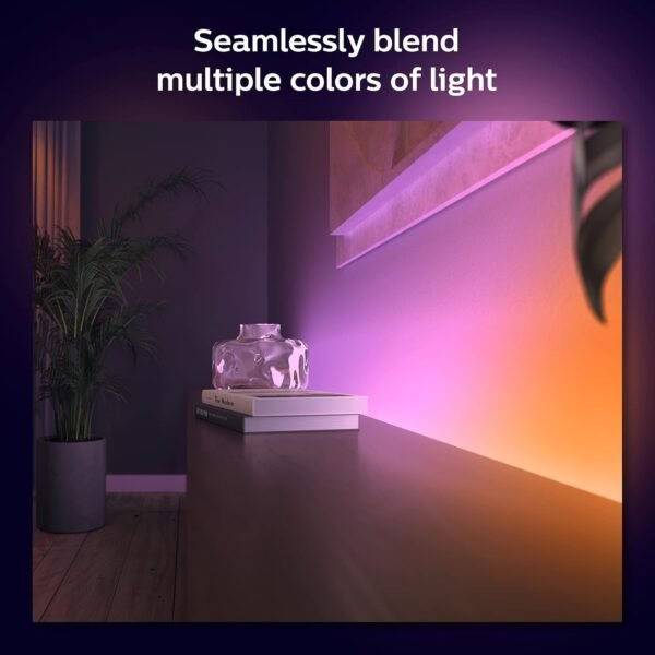 Philips Hue Indoor 6-Foot Smart LED Light Strip Base Kit with Plug - Flowing Multicolor Effect - 1 Pack - Control with Hue App - Works with Alexa, Google Assistant and Apple HomeKit - Image 3