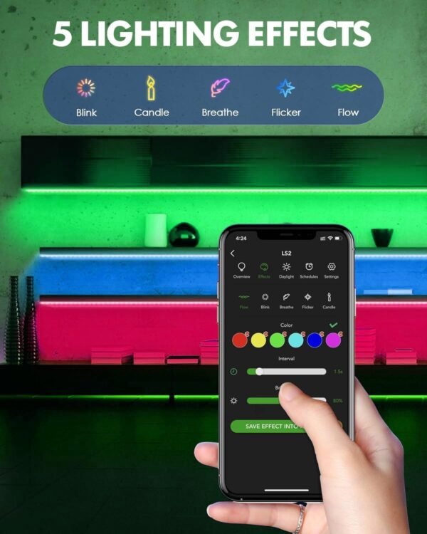 VOCOlinc Smart LED Light Strip 13.2ft RGB LED Lights for Bedroom Christmas Decorating Works with Apple HomeKit Apple HomeKit Google Assistant Voice Control No Hub Required - Image 4