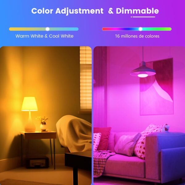 OHLUX BR30 Smart Flood Light Bulb, 85W Equivalent WiFi Smart Bulb, RGBCW, Music Sync, Color Changing Bulb Compatible with Alexa and Google Home, 4 Pack - Image 3