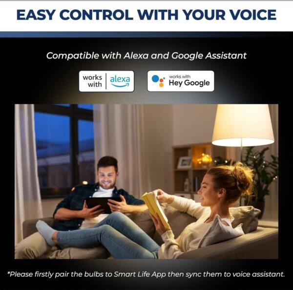 Smart Light Bulbs, 1350LM 100W Equivalent, A19 E26 WiFi Smart Bulb Compatible with Alexa & Google Assistant, No Hub Required, 2.4GHz WiFi Only, ETL Listed,1PC - Image 5