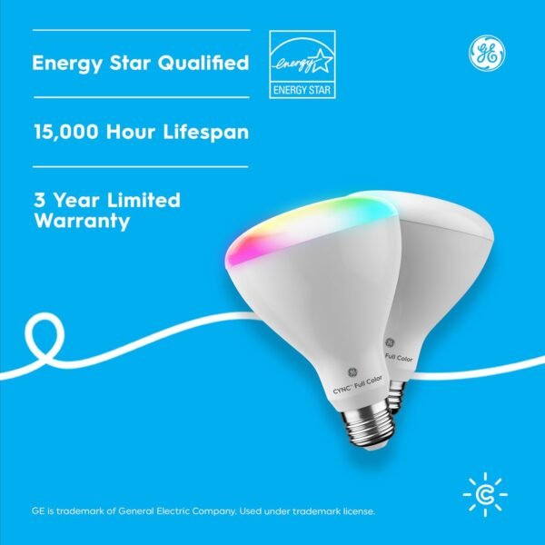 Cync GE BR30 LED Smart Light Bulbs, Indoor Floodlight Bulb, Color Changing Light Bulb, WiFi Lights, Works with Amazon Alexa and Google Assistant, 9.5 Watts (2 Pack) - Image 9
