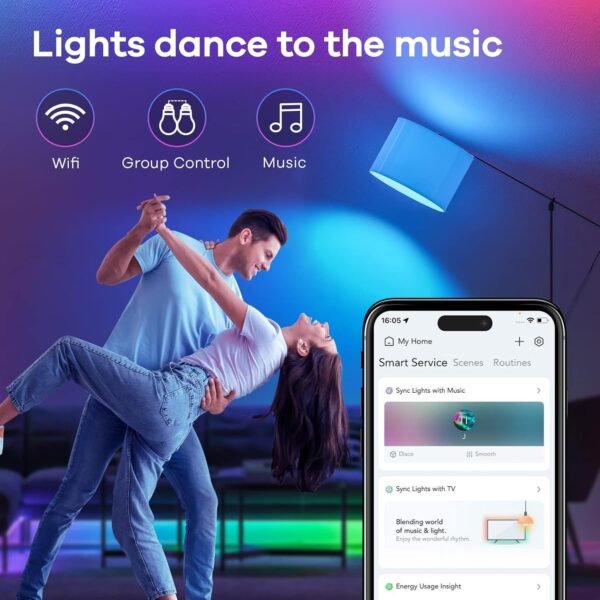 Linkind Matter Smart RGBTW Bulb, Color Changing Light Bulbs Music Sync, Bundle with Linkind Matter Smart Plug, Work with Apple Home, Siri, Alexa, Google Home, SmartThings - Image 5