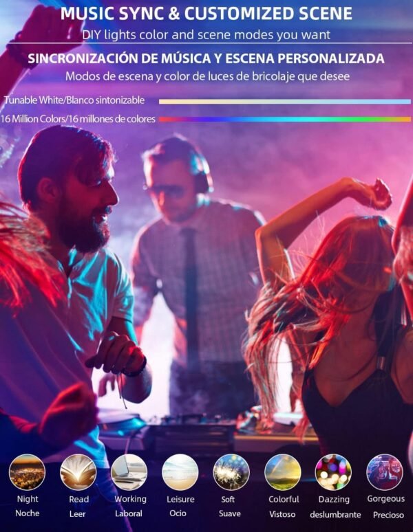 Smart WiFi LED Light Bulbs, Compatible with Alexa and Google Home Assistant, Music Sync Multi Color Changing Bulb, BR30 E26 10W 1000LM (80W Equivalent), 4-Pack, White, (MKBR) - Image 5