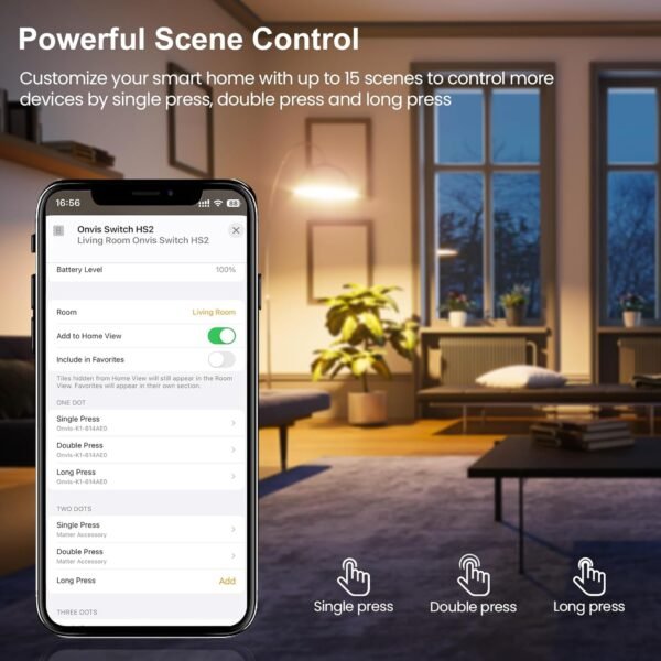 Smart Button, 5-Keys Smart Switch, Scene Controller, Compatible with Apple HomeKit, Automatically Trigger Accessories & Scenes-Thread (iOS 17.4 or Later is Required) - Image 7