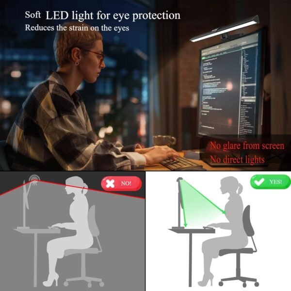 Computer Monitor Light Bar, LED Screen Light Bar for Workspace, Dimmable Monitor Lamp, Touch Control Monitor Lamp for Desk/Office/Home/Game, for Eye Caring - Image 4