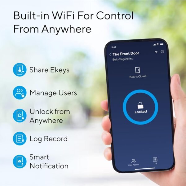 ULTRALOQ Bolt Fingerprint Smart Lock,Works with Apple HomeKit, Built-in WiFi Keyless Entry Door Lock, Voice Control with Siri, Alexa, Google, Smart WiFi Deadbolt, Support Apple Home Automation - Image 3