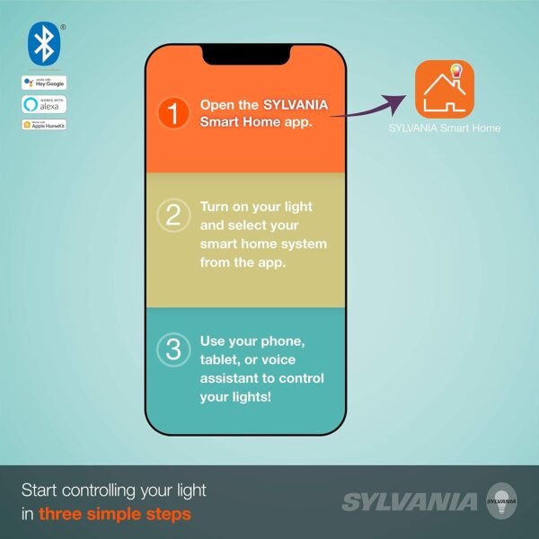 SYLVANIA SMART+ Bluetooth Soft White BR30 LED Bulb, Fully Dimmable, Compatible with Alexa, Apple HomeKit and Google Assistant, 1 pack - Image 4