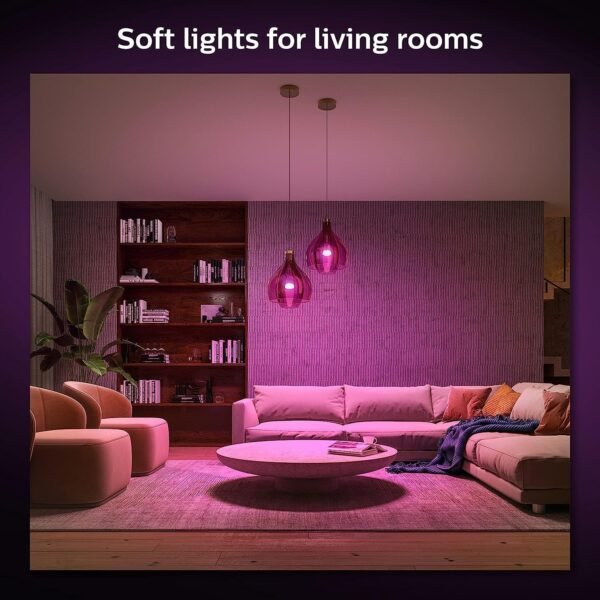 Philips Hue Smart Light Starter Kit - Includes (1) Bridge, (1) Smart Button and (3) Smart 75W A19 LED Bulbs - White and Color Ambiance - 1100LM - E26 - Control with Hue App or Voice Assistant - Image 8