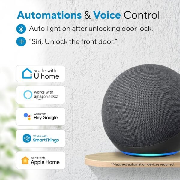 ULTRALOQ Bolt Fingerprint Smart Lock,Works with Apple HomeKit, Built-in WiFi Keyless Entry Door Lock, Voice Control with Siri, Alexa, Google, Smart WiFi Deadbolt, Support Apple Home Automation - Image 4