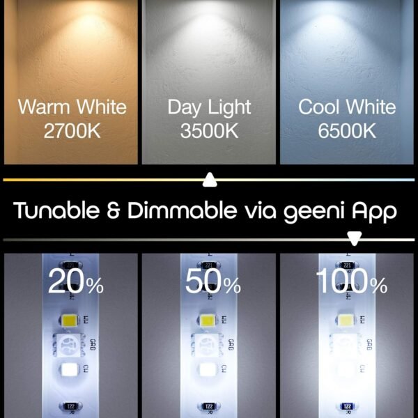 Geeni Smart LED Strip Lights,RGBWW Color Changing,Weatherproof,Timer & Scenes, Dimmable,Tunable White, Works with Alexa & Google Home 9.8ft - Image 4