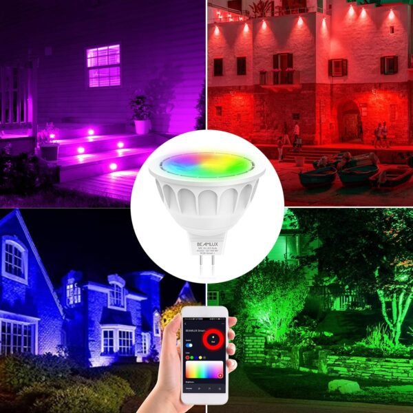 Smart WiFi MR16 Color Changing led Bulbs, Dimmable with App Control, 40° Beam Angle AC/DC12V GU5.3 Base, Compatible with Alexa and Google Home Assistant, No Hub Required 2 Pack - Image 7