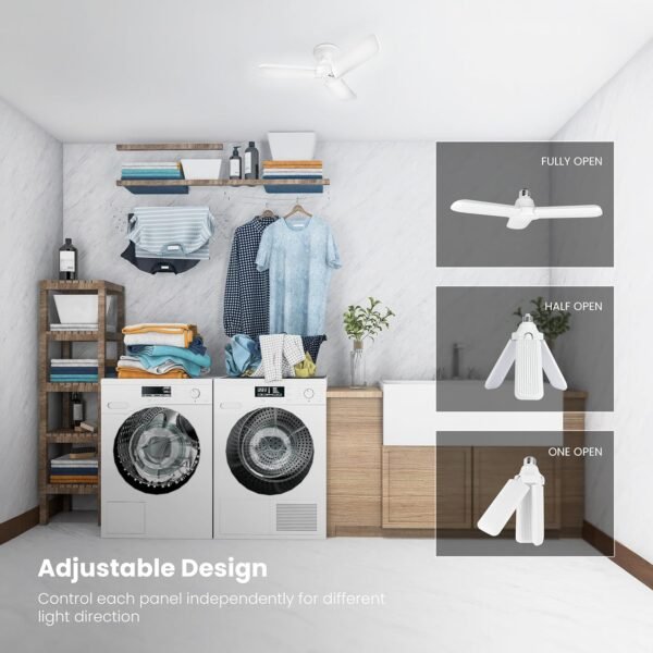Feit Electric Smart LED Garage Light, RGBW 3 Panel, WiFi 2.4GHz, Screw-in LED Shop Light Bulb, Works with Alexa and Google Home Assistant, E26, 4000 Lumens, Garage Ceiling Light, ADJ4000/RGBW/LED/AG - Image 5